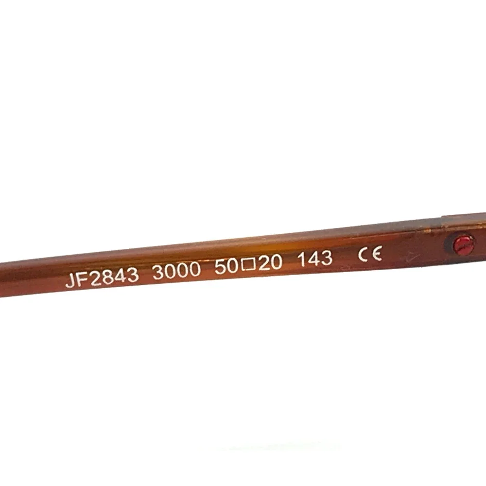 J.F. Rey Eyeglasses Frame JF2843 3000 Black Leather Brown Red Cat Eye 50-20-143